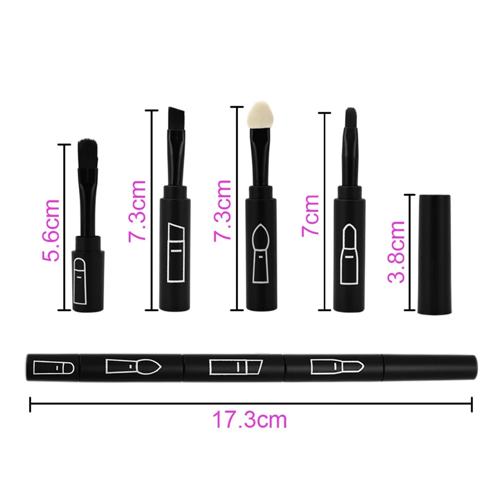 Pinceau de maquillage Portable détachable 4 en 1, 1 pièce, Eyeliner, correcteur, ombre à paupières, outil de voyage