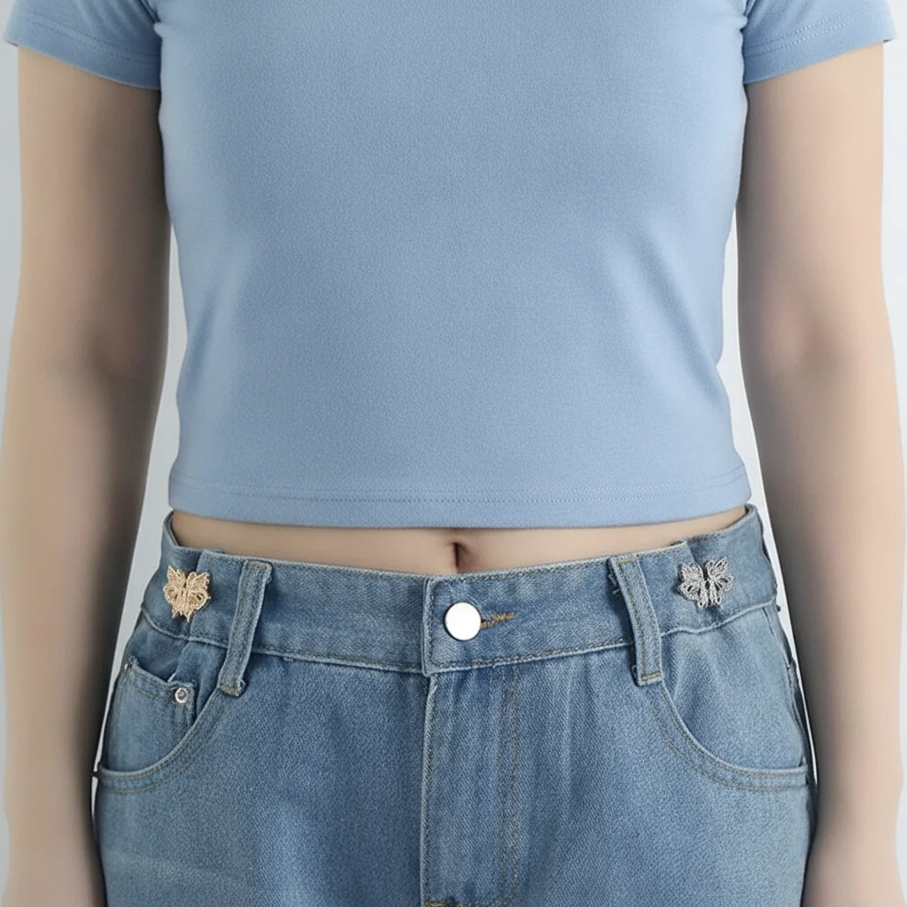 Personality Nail-free Butterfly Button Adjuster Invisible Cat Waist Buckle Adjustable Gold Pants Tightener Jeans