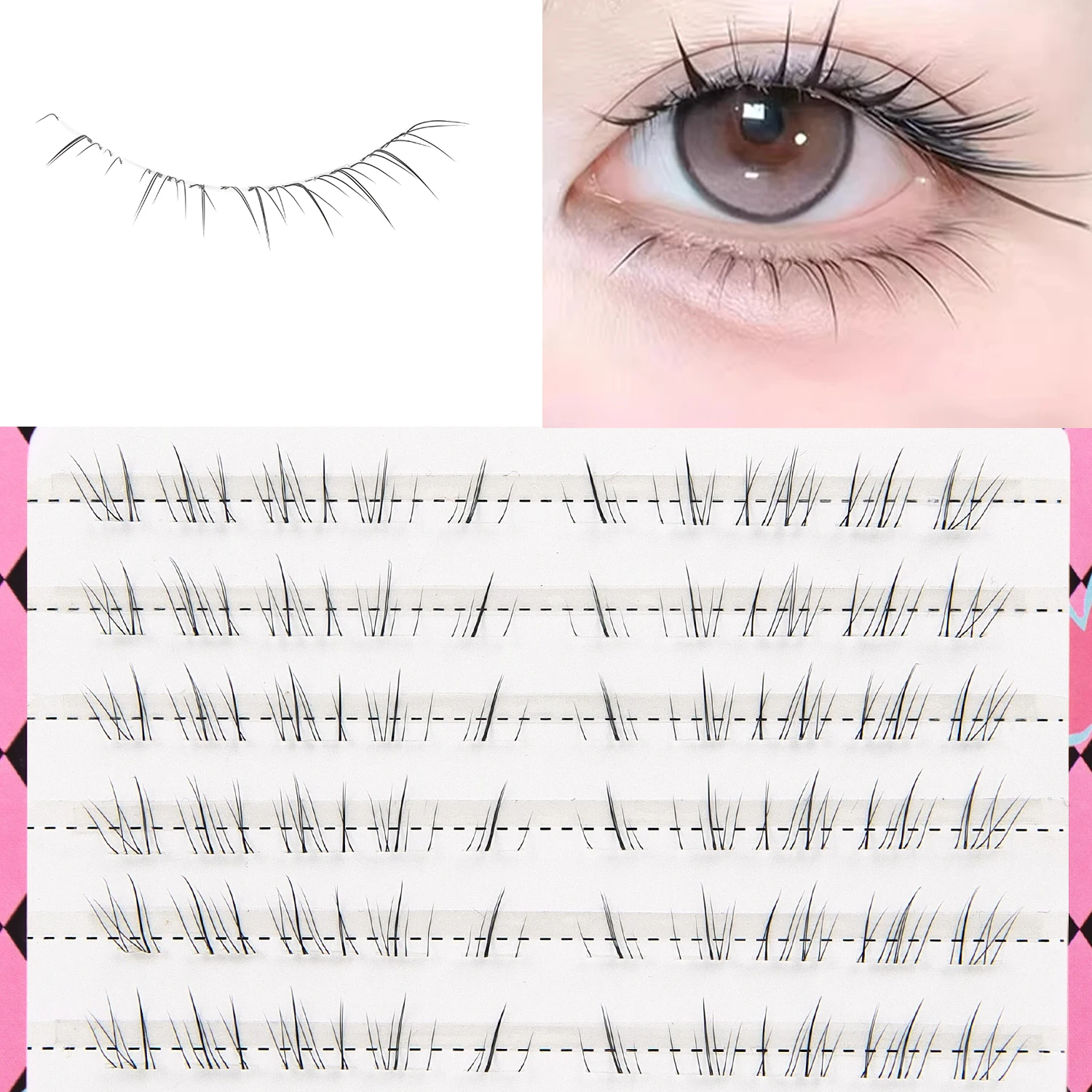 100 Clusters, Natural False Eyelashes, Lively and Cute Lower Eyelashes, Fairy Eyelashes, DIY Eyelash Clusters with a Natural Makeup Look, Ultra-Invisible, Suitable for Various Makeup Styles, Enhance the Appearance of the Eyes