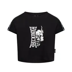 100% HARDCORE Ladies Cropped 'Essential Rage' T-Shirt | Black Belly Free Gabber