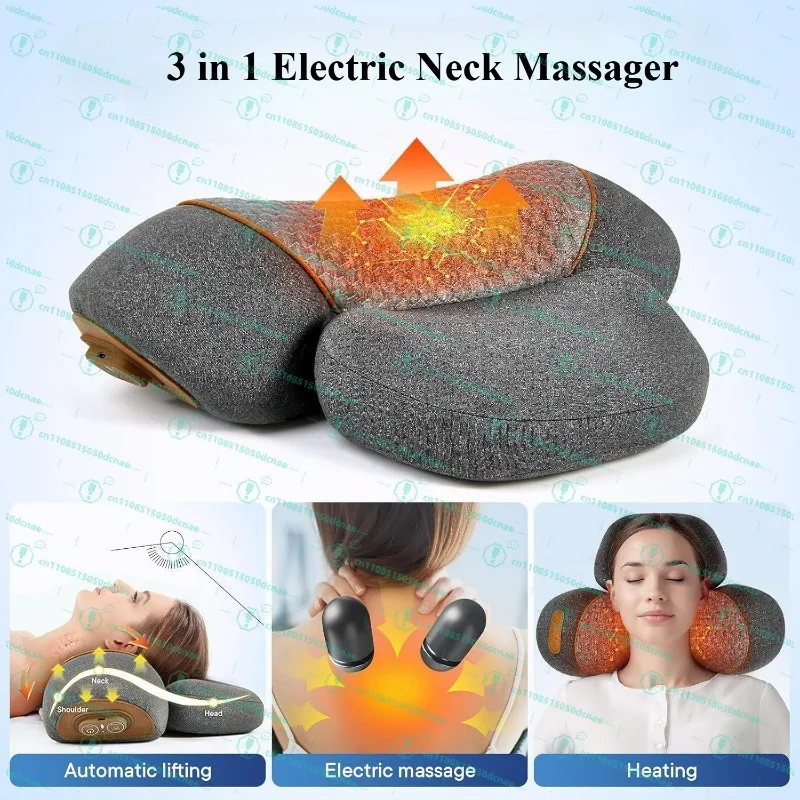 

Electric Neck Massager Cervical Pillow Hot Compress Neck Stretch Heating Vibration Neck Shoulder Massage Pillow Back Traction