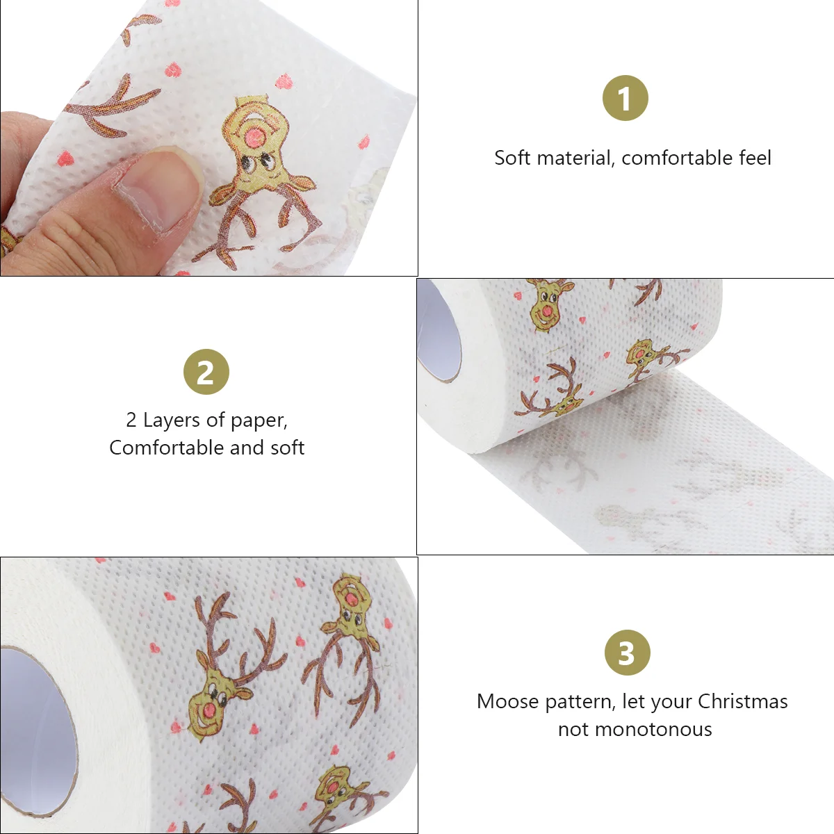 Colored Toilet Paper Christmas Deer Tissue Decor Supply Printed Towel Roll Lovely Funny gifts Leg