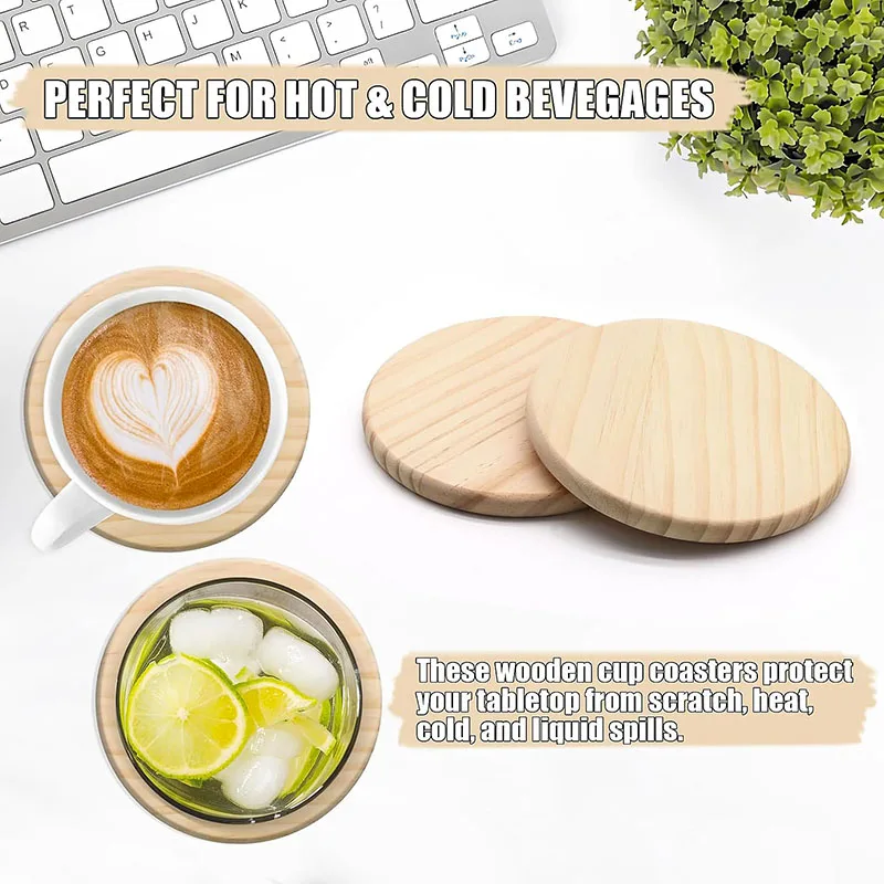 Набор из 5 предметов, незаконченные круглые деревянные подставки для поделок и домашнего декора своими руками - диаметр 4 дюйма, материал из натурального дерева для рисования