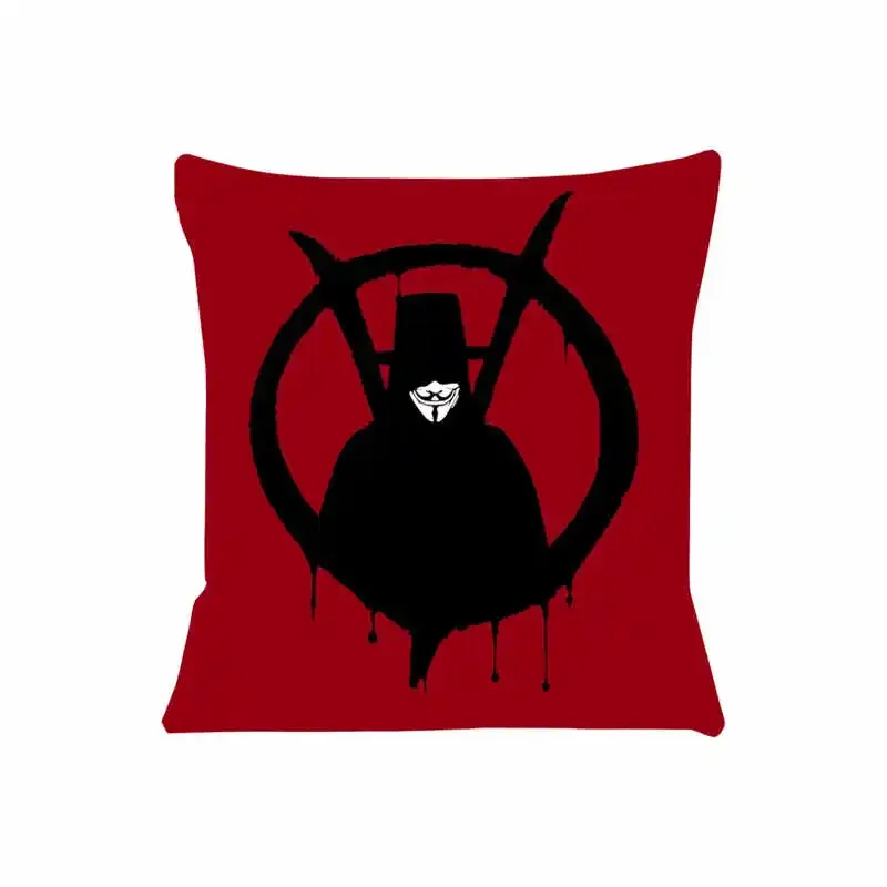 غطاء وسادة للأريكة ، غطاء وسادة لمقعد السيارة ، وسادة مزخرفة ، v ، vendetta ، 45x45 ، للمنزل ،