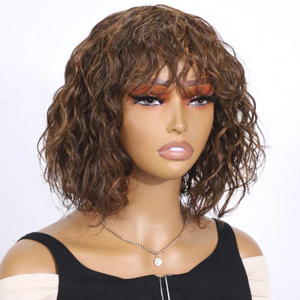 Pelucas de cabello humano brasileño Remy para mujer, Pelo Rizado elegante, P4/30