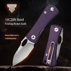 TRIVISA Pocket Small EDC Knife with Clip，Folding Mini Knife for Men，2.04“14C28N Steel Blade，G10 Handle for Women Camping Tools