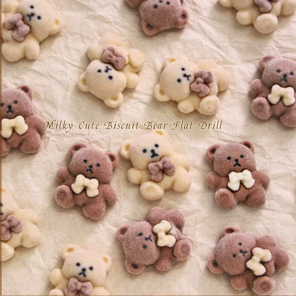 10 stks Kawaii Harige Chocolade Beer Nagel Charmes 10*12mm Herfst Winter CutePlush Beer Konijn Nagel Sieraden manicure Decoraties DIY