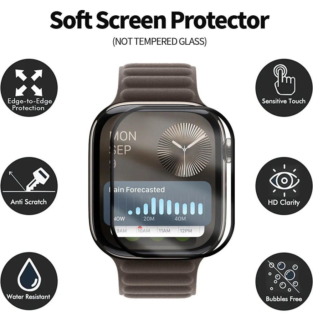 For Apple Watch Series 10 46 42 19 Mm HD Screen Protector for iWatch Series10 S10 Soft Watch Film Clear Black 3D Protective Film