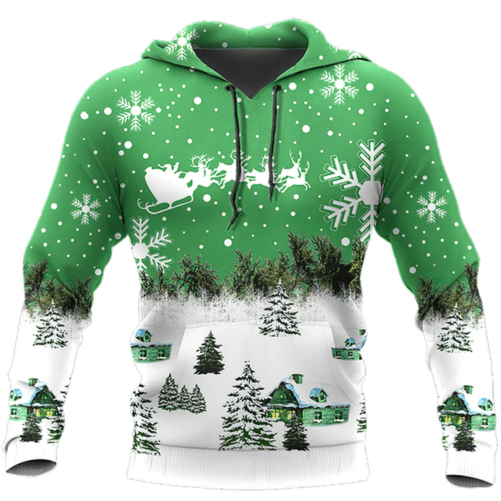 

Men's/Women's Clothing 3D Christmas Tree Pattern Hooded Sweatshirt Men's Fashion Party Holiday Pullover Plus Size