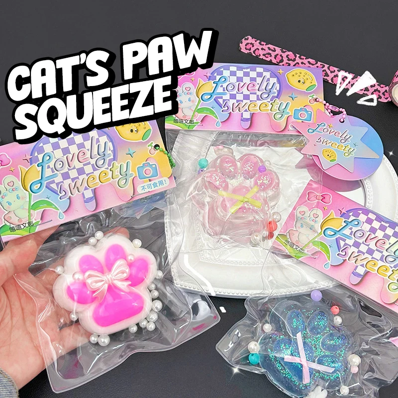 

Cute cat paw pinch music decompression toys cartoon jelly stress relieving toys creative slow rebound decompression toys