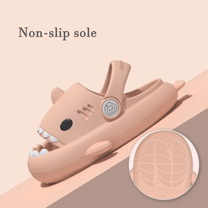 Cute Shark Slippers Beach Cartoon Cute Shark Slides Couples Girls Boys Sandals Women Men Thick Platform Anti-Slip Flip Flops