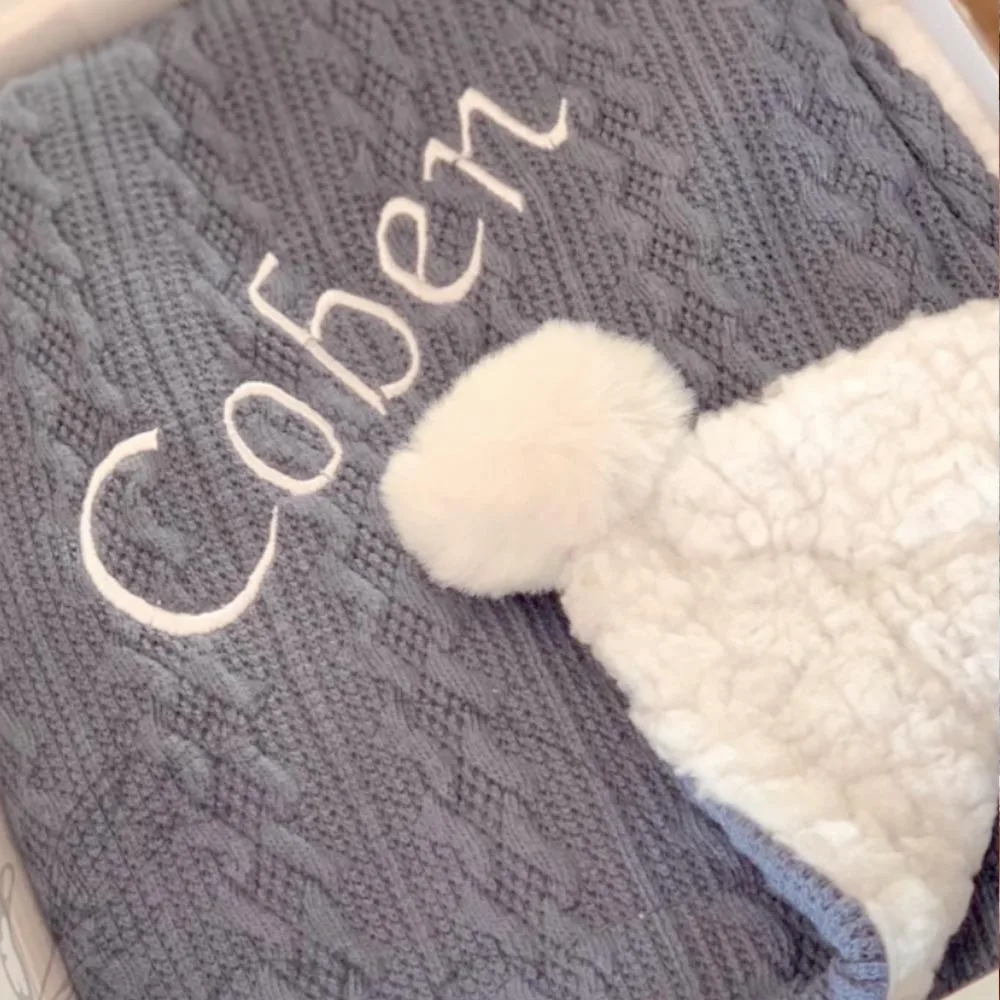 جديد شخصية الطفل بطانية لينة الصوف شيالة أطفال محبوك رمي مطرزة اسم جديد الطفل هدية هدية فريدة للطفل دش #2