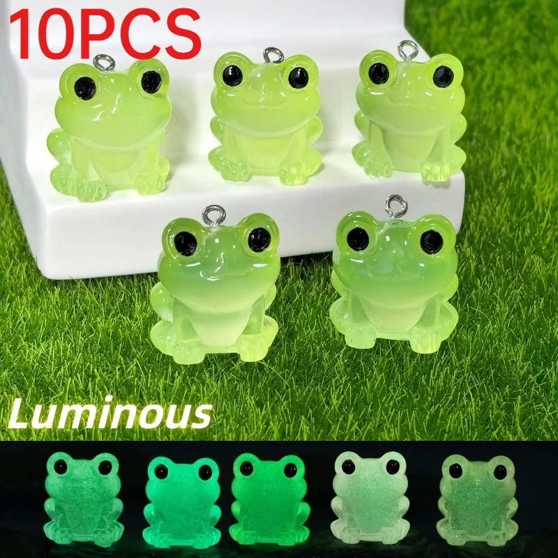 

10Pcs Glow In Dark Resin Frog Charms Cute Cartoon Animal Pendants DIY Jewelry Accessories For Earrings Necklaces Keychains