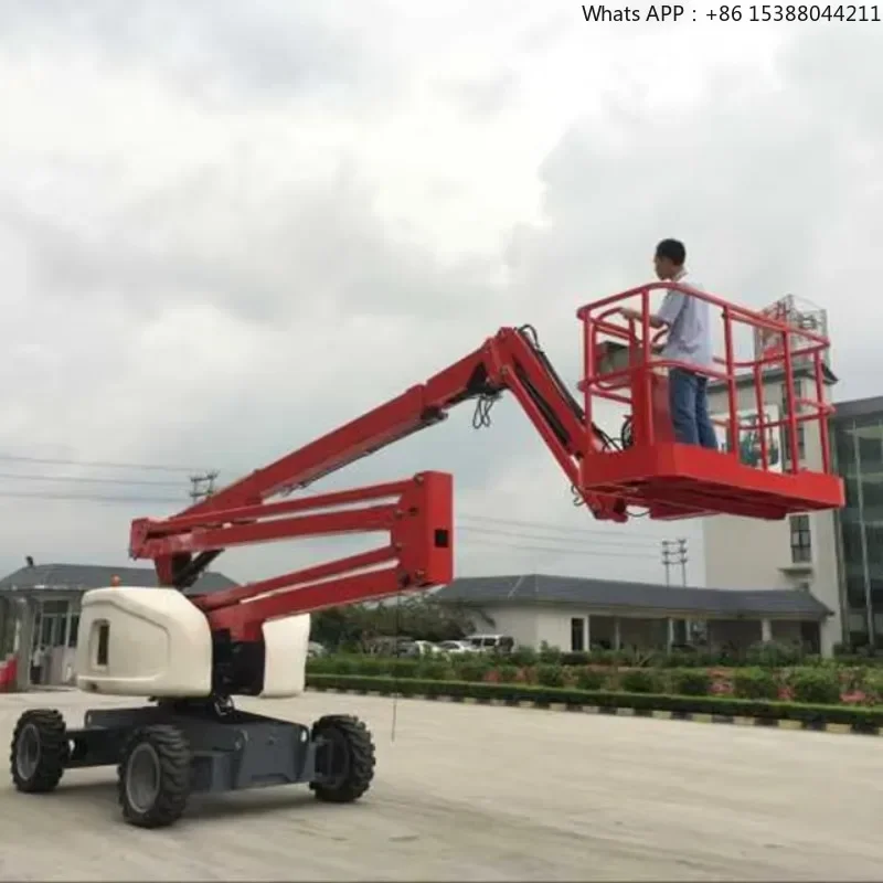 Aerial Construction Work Equipment 300 Kg Self-propelled Anti-skid Articulated Towable Boom Lift Truck / Pu/nylon 3-6m/min 18M