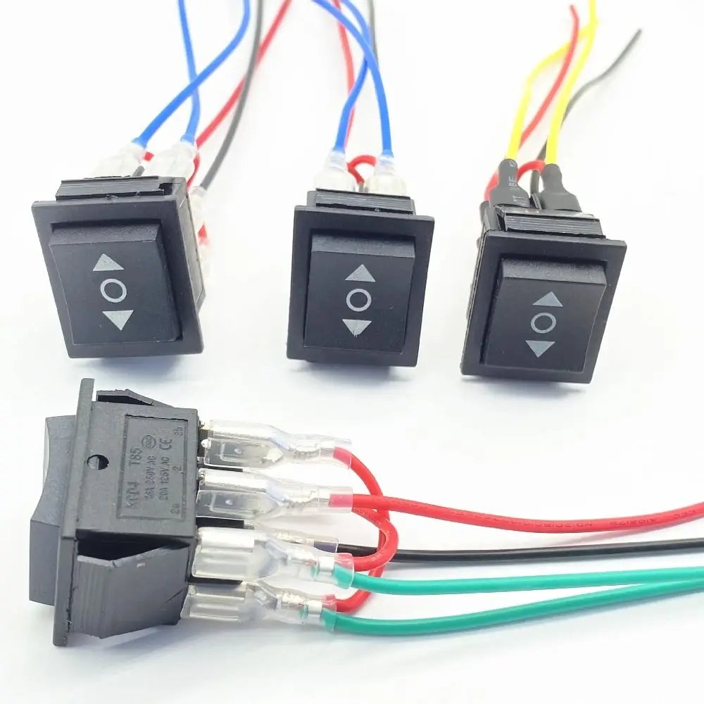 Wired 20A 12V - DC Motor Polarity Reversing Rocker 3 Position DPDT Momentary Automatic Reset Switch (On)-Off-(On) 6 Pin DPDT