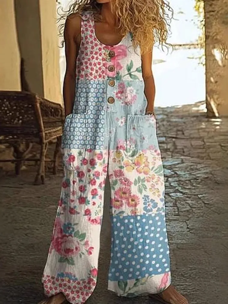 

2026 Summer Fashion Jumpsuit New Women's Clothing Casual Tank Loose Pocket Overalls Women Long Jumpsuit One Piece Streetwear