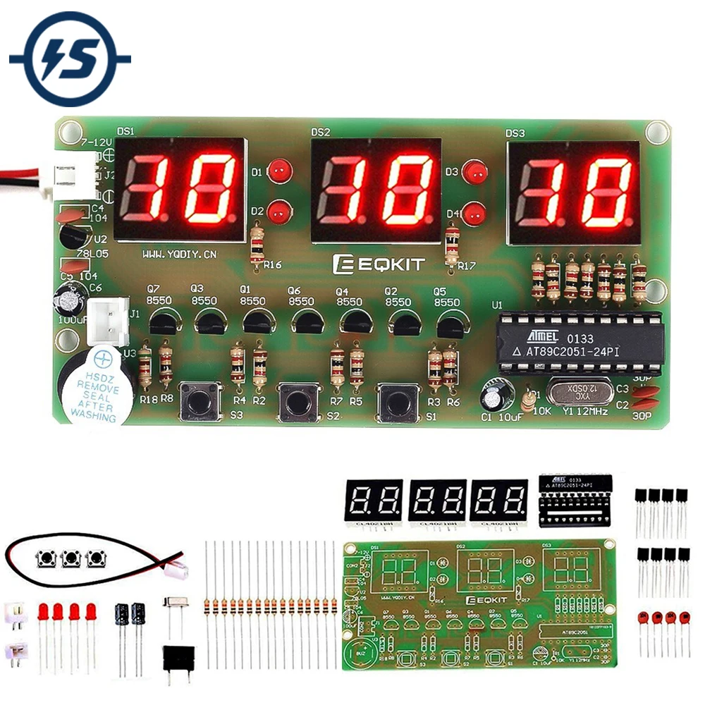 DIY Clock Electronic Kit C51 6-Digital Clock Soldering Project Practice Component Welding For Benginners School Training Skill