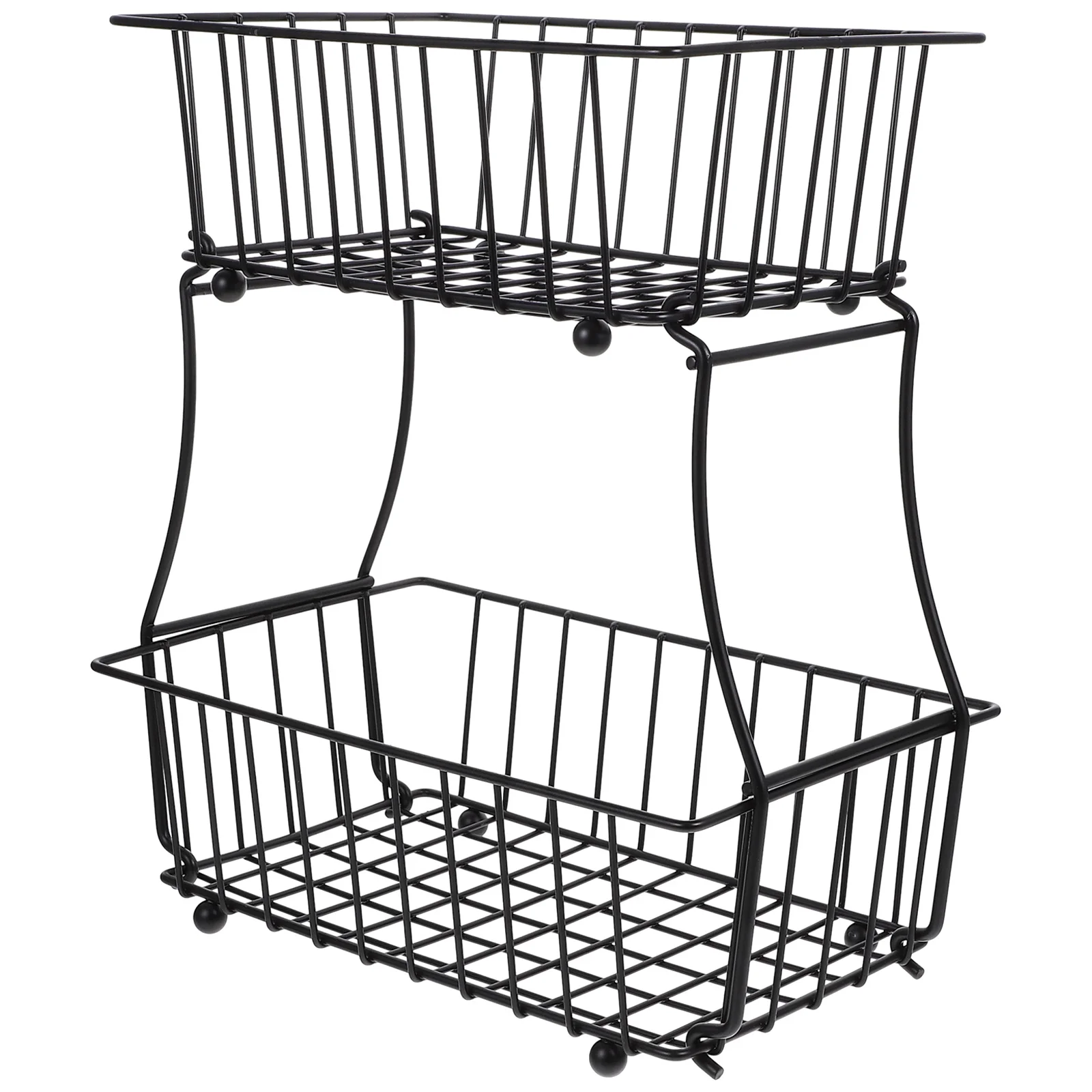 

2 Tier Kitchen Storage Organizer Metal Wire Vegetable Basket Countertop Stand Iron Food Holder Detachable 2-Tier Storage Rack