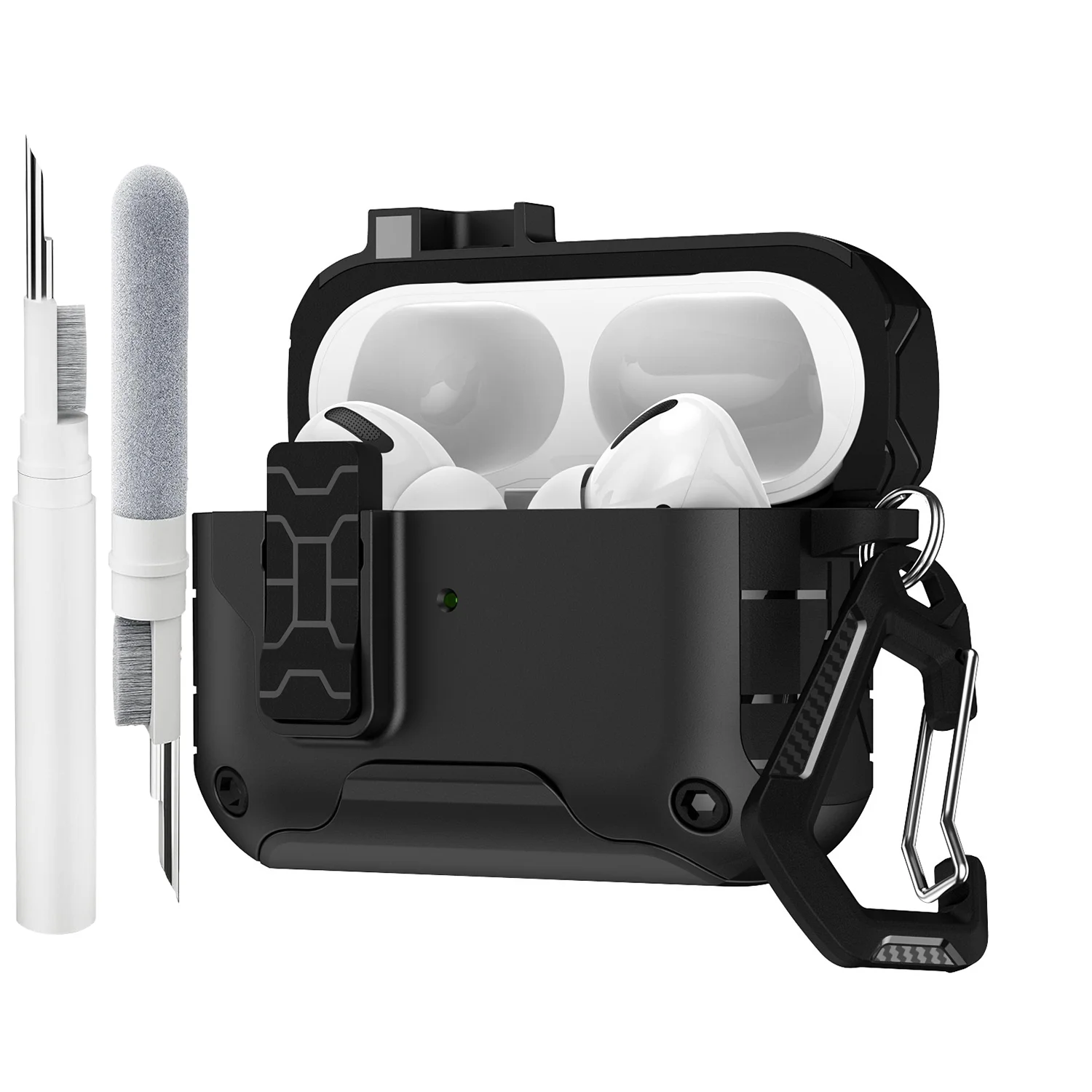 

Protective AirPods Pro 1 2 and 4th Gen Case with Secure Lock Clip Keychain Accessories Cleaning Kit Phone Holder