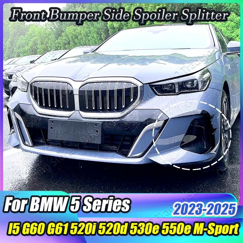 Car Front Bumper Side Canards For BMW 5 Series i5 G60 G61 520i 520d 530e 550e M Sport 2023 2024 2025 Splitter Spoilers Body Kits