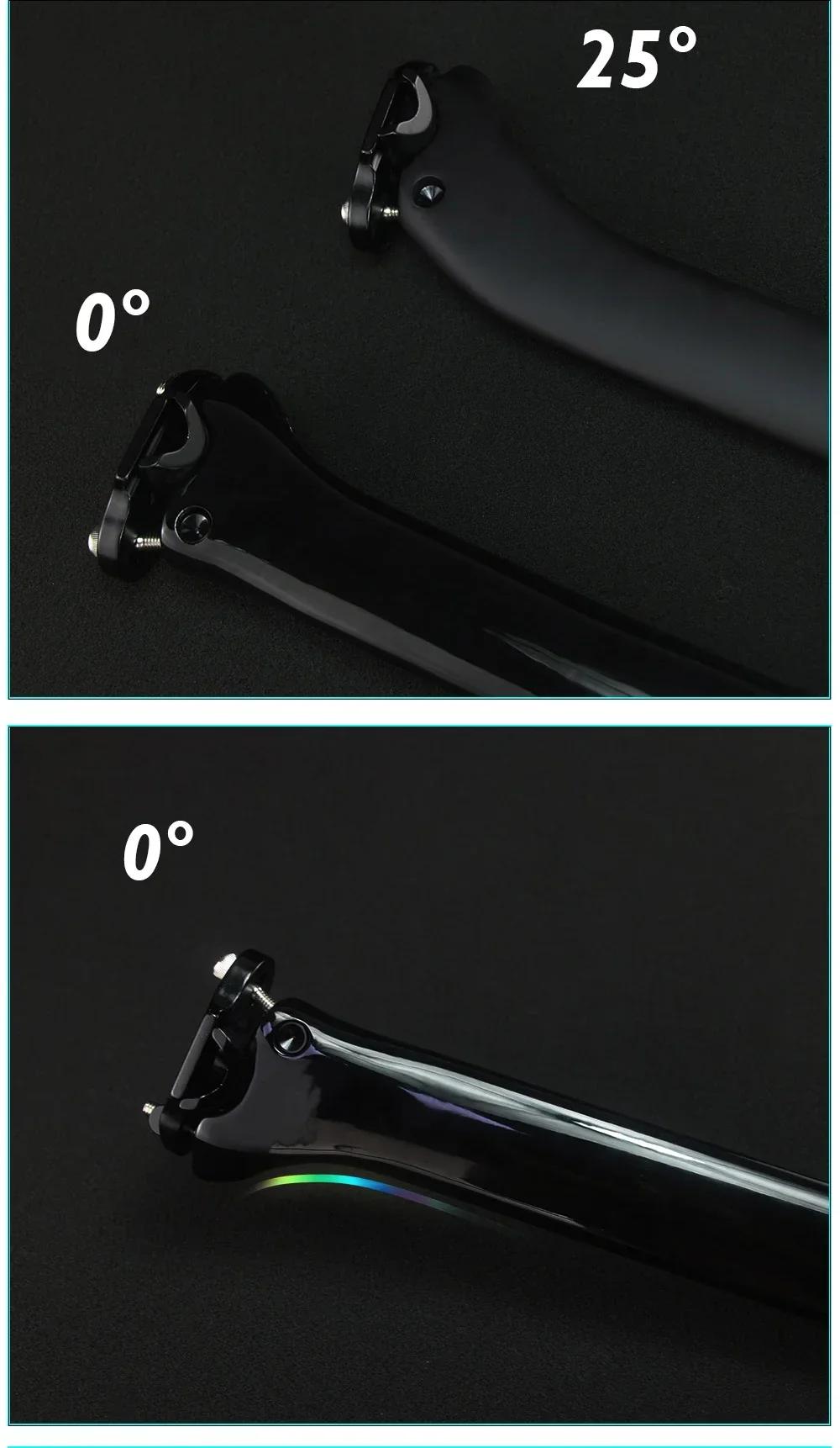 Rennrad-Sattelstütze, Fahrradteile, Kohlefaser, UD, glänzend oder matt, versetzt 0, 25 Grad, 350 mm, F12 – Detail 5