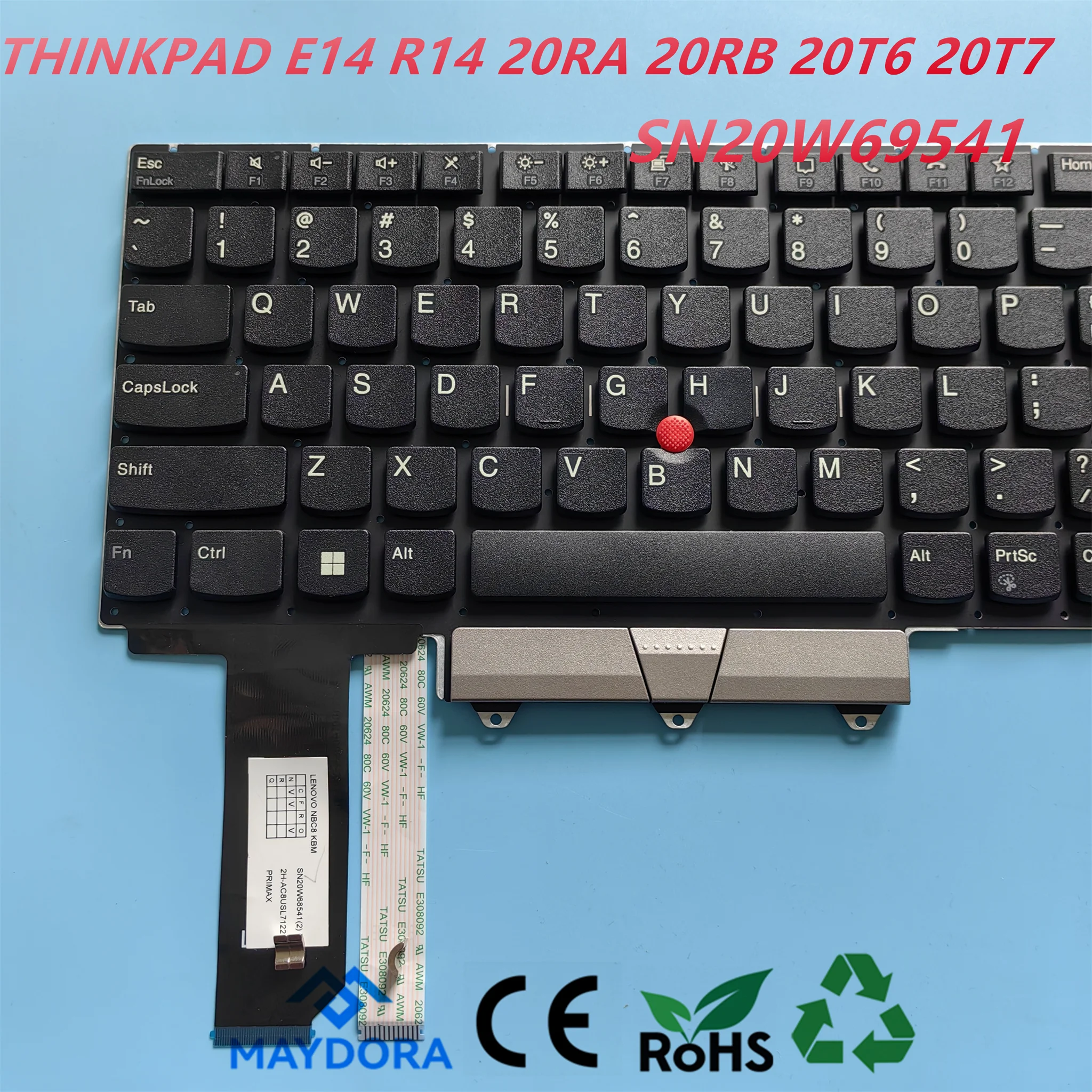 New ORG English laptop keyboard for THINKPAD E14 Gen1 Gen2 Gen3 R14 S3  20RA 20RB 20T6 20T7 Series SLIVER Button  SN20W68541