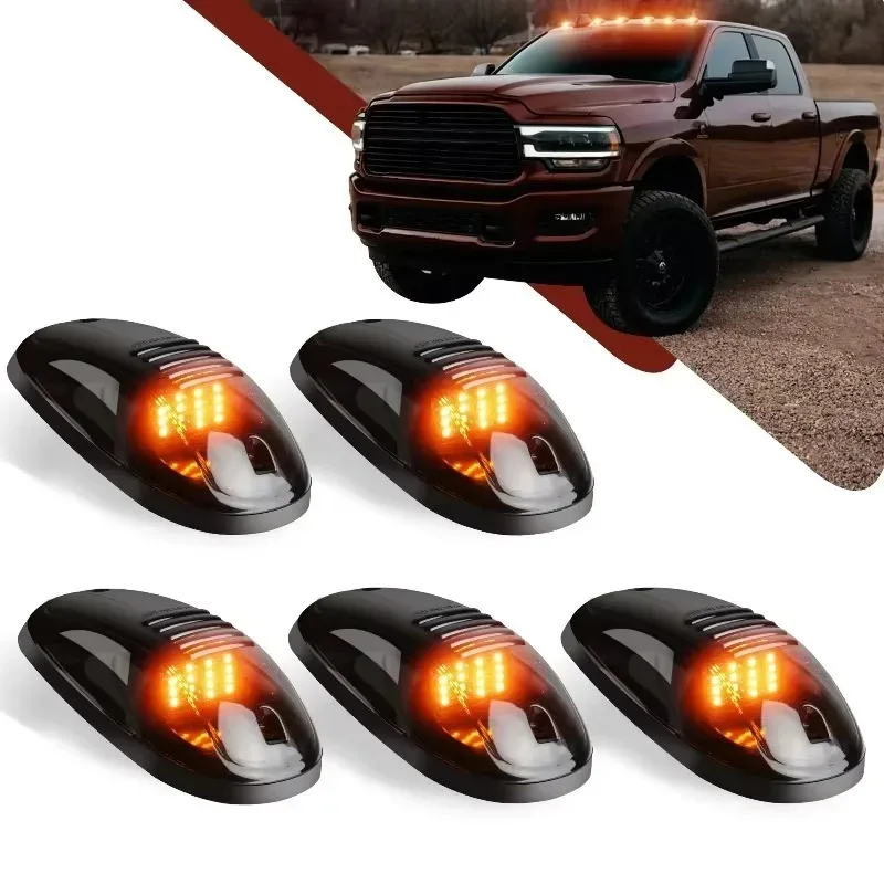 

Popular 5 PCS LED Outline Lights Trucks SUV 4x4 Dodge RAM F250/F350/F450 Signal Lamp with Black Lens 9 Light for Amber