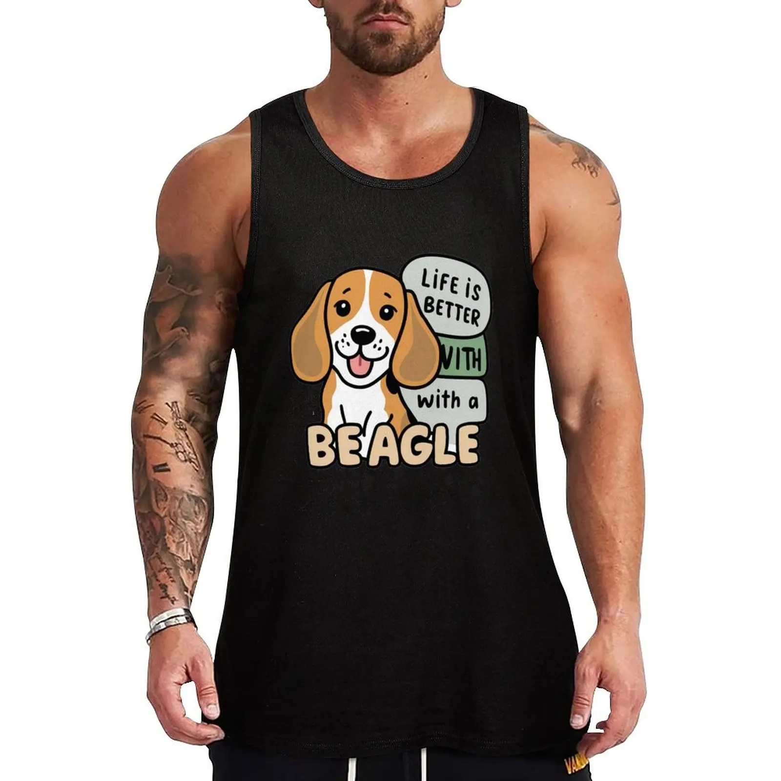 

life is better with a beagle Tank Top summer clothes for men vest men muscle t-shirt Japanese t-shirt