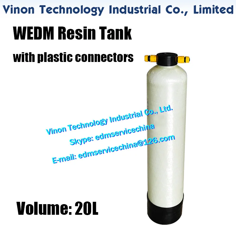 

20 Liters WEDM Resin Tank with two plastic connectors, resin container exchangeable deionising cartriges, DI Resin Bottle 20L