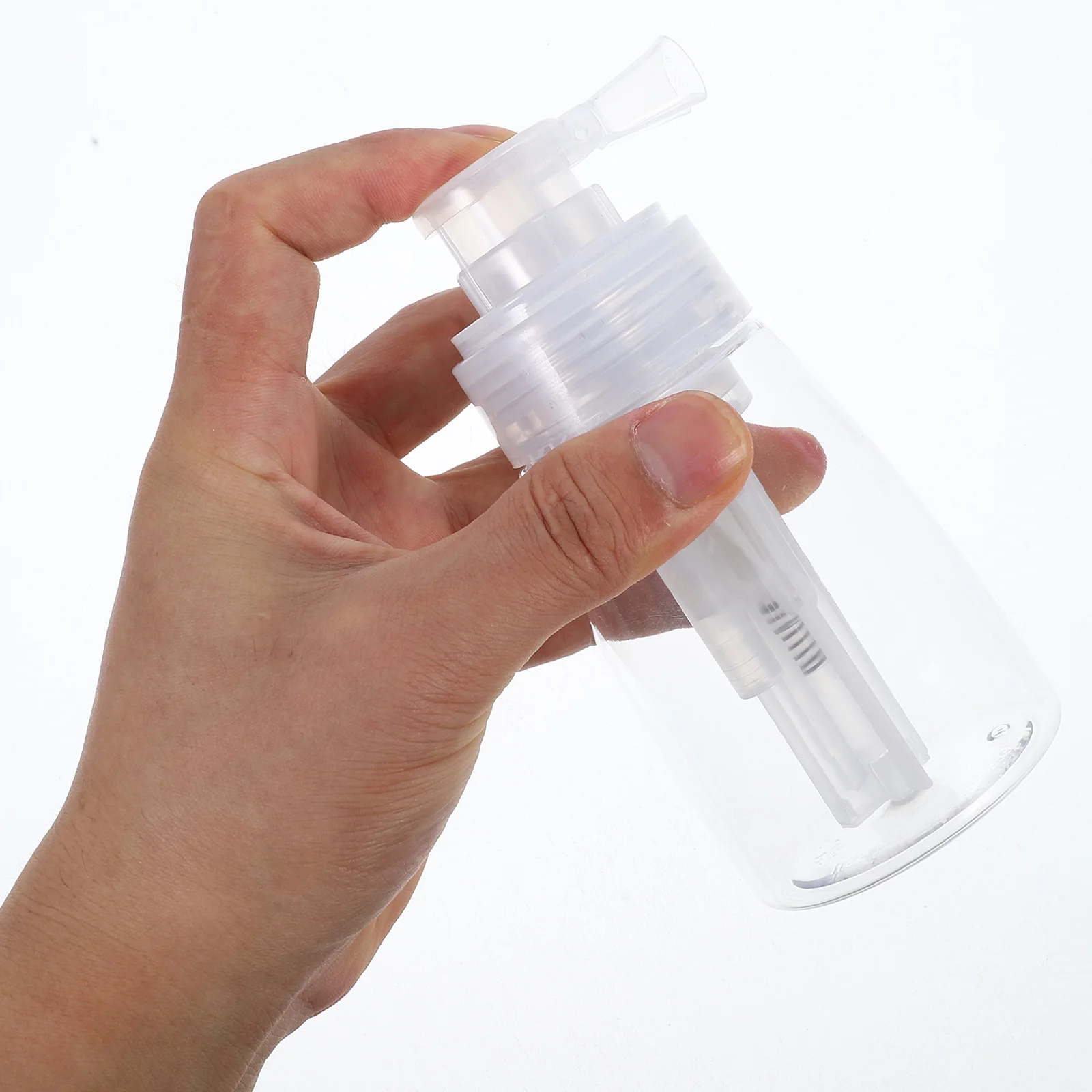 

Multifunctional Powder Spray Bottle Transparent Plastic Dispenser for Dry Shampoo Body Powder Travel Applicator