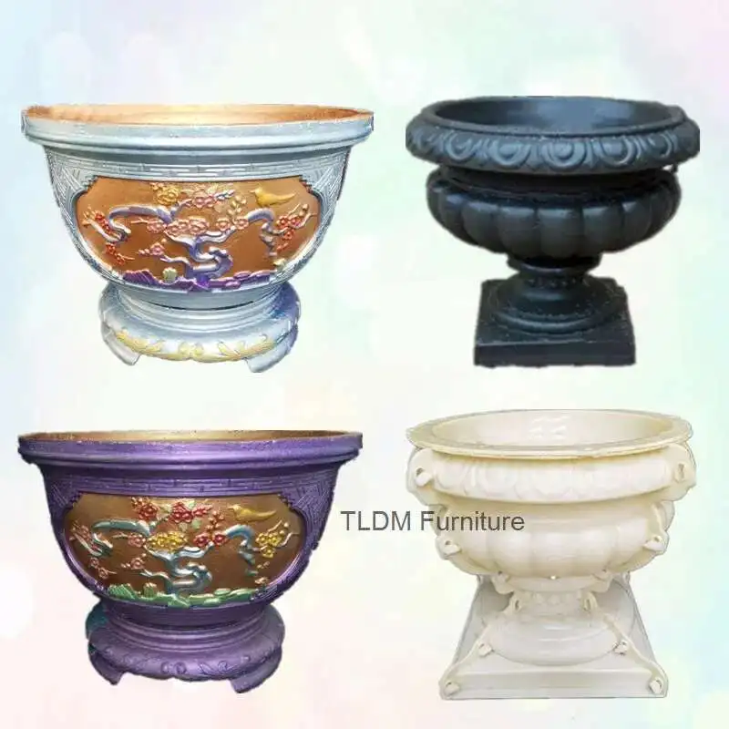 

Roman Flower Pot Plastic Mold for House Outdoor Decoration DIY Large Size Circular Mold Garden Cement Bonsai Vase Mold