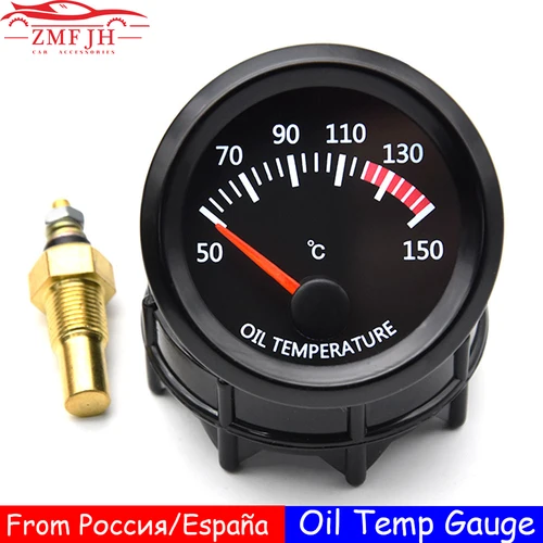 Imagen 1 del producto Medidor de temperatura de aceite RU2 ""52MM con sensores 50 ~ 150 Celsius 2"" calibre Universal LED blanco Digital 12V puntero de coche de gasolina