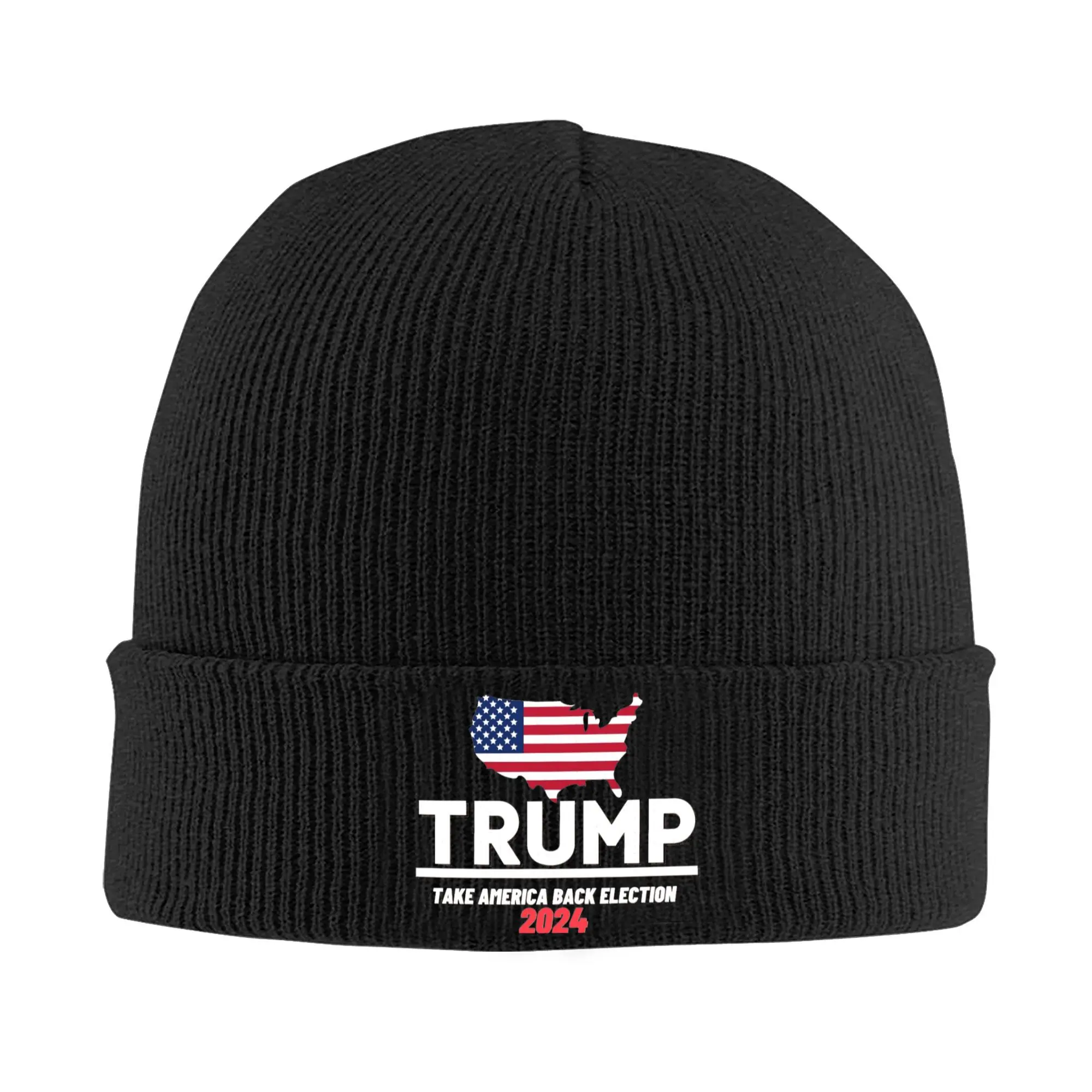 Trump 2024 Take America Back Election Accessories Winter Warm Beanie Hat For Men Women Skull Knitted Hat Cap  Bonnet Hats