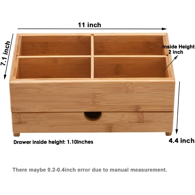 Bamboo Makeup Organizers and Storage with Drawer - Wooden Cosmetic Organizer Countertop