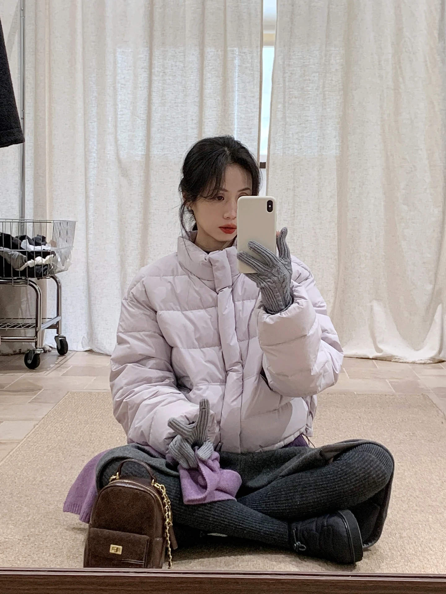 

BRIVIN Корейская женская пуховая куртка с воротником-стойкой, розово-фиолетовая, утепленная, зима 2025, верхняя одежда