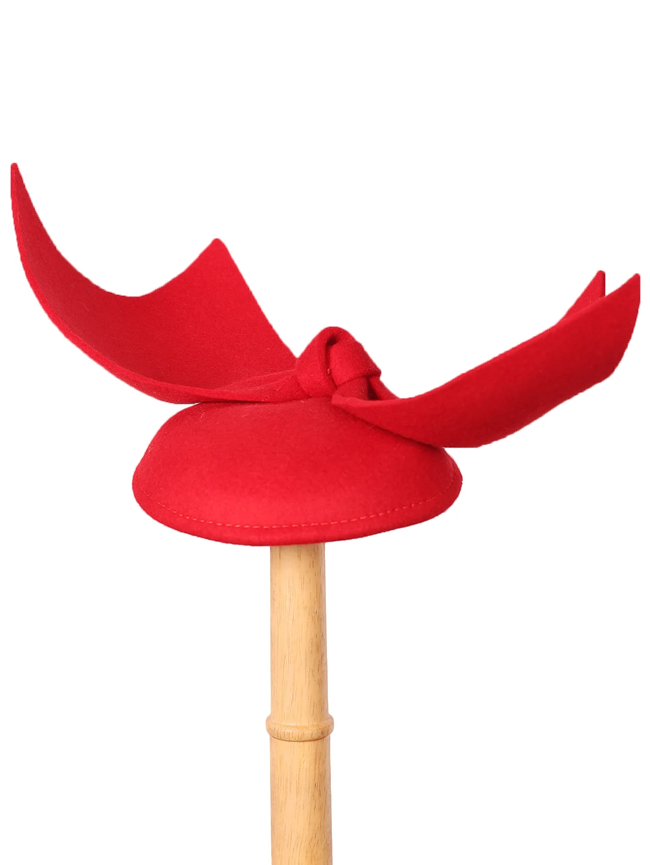 Red Wool Felt Fascinator Hats For Women Ladies Black Tea Party Dress Wedding Vintage Formal Church Cocktail Hat With Bow