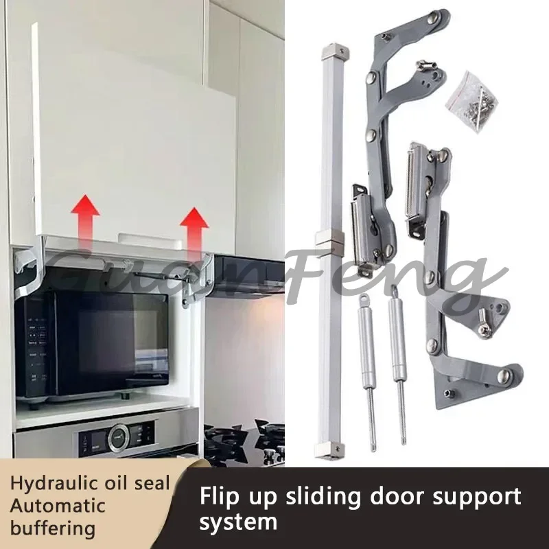 Hydraulic Lifting Bracket for Cabinet Flip Up Door, Kitchen Cabinet Soft Close Support Accessory