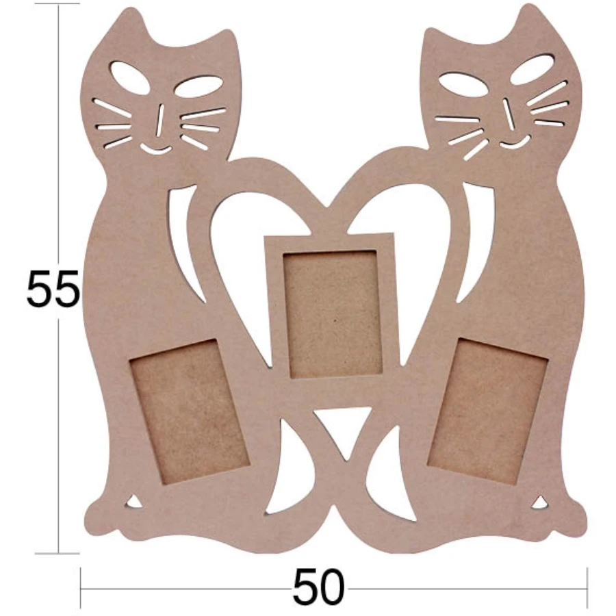 ÇER150 2li Cat Frame, Raw Wood Mdf Picture Frame