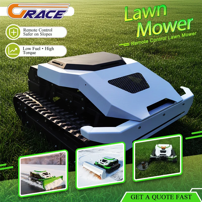 

Популярный европейский гибридный дизельно-электрический робот-газонокосилка на гусеничном ходу с дистанционным управлением. Доступна кастомизация.