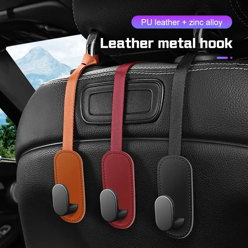 

Leather Car Hook Seat Headrest Hooks Accessories For Renault Twingo Kadjar Captur Arkana Scenic Koleos Zoe Dacia Tesla Model Y S