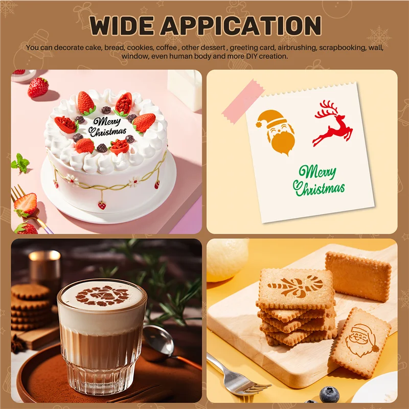 ABHG-30 Pieces Cookie Stencils Cake Templates Coffee Stencils Reusable Painting Cake Stencil Templates Embossing Moulds