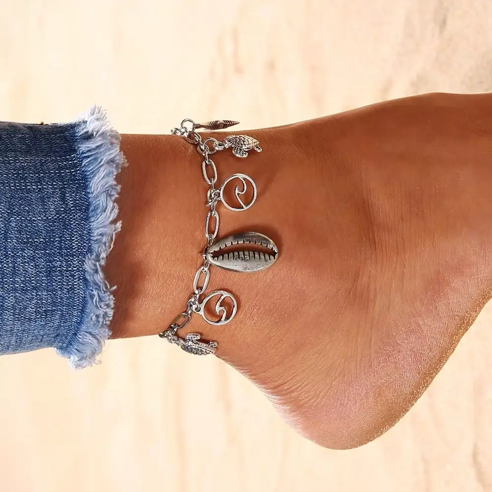

Retro Minimalist Design Women's Starfish Shell Bracelet Anklet Girl Beach Ankle Jewelry Party Women's Accessories