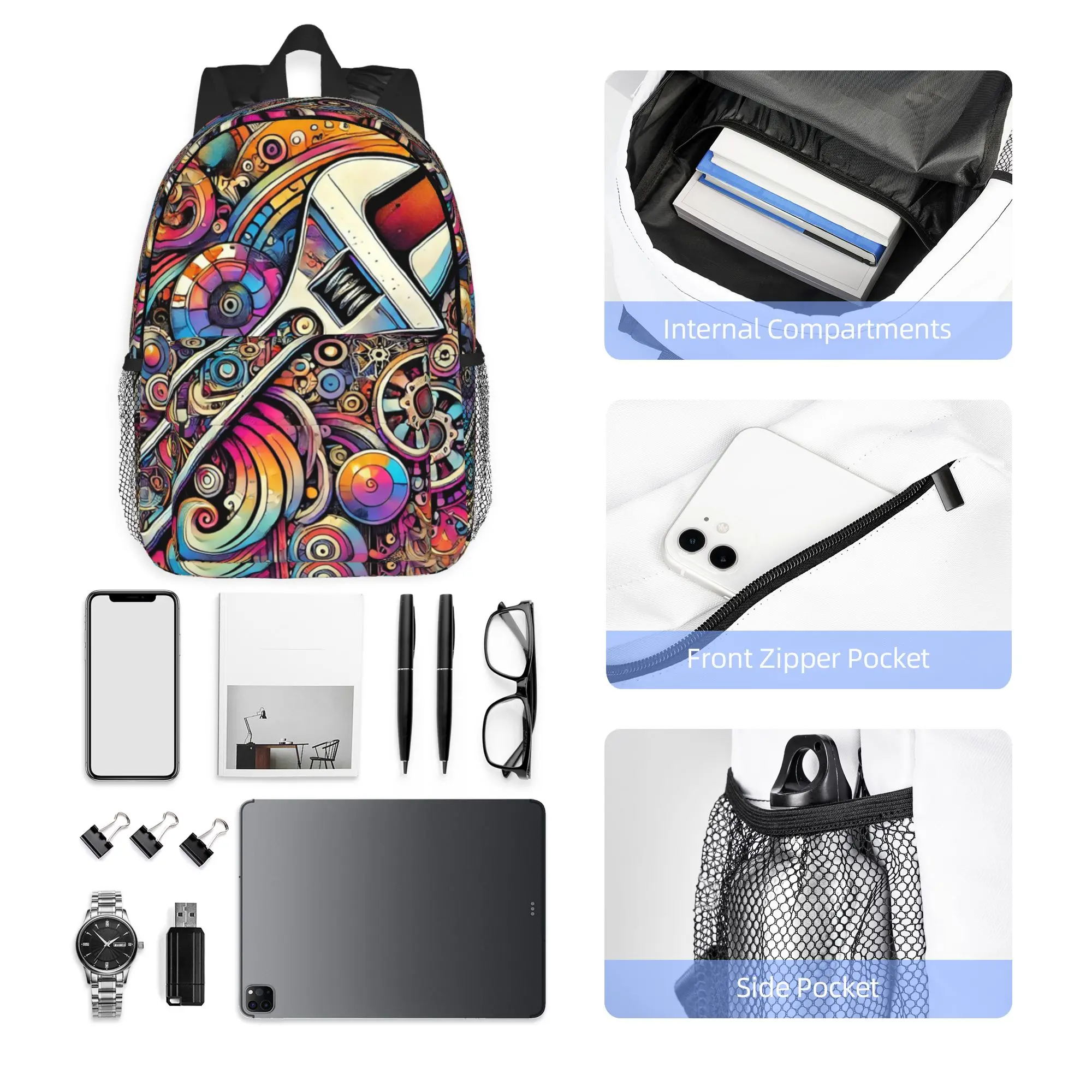 Colorful Mechanical Colorful Creative Backpack Hot Sale Daypack Boys Girls BookBag Shoulder Bags for Men Women School Bag
