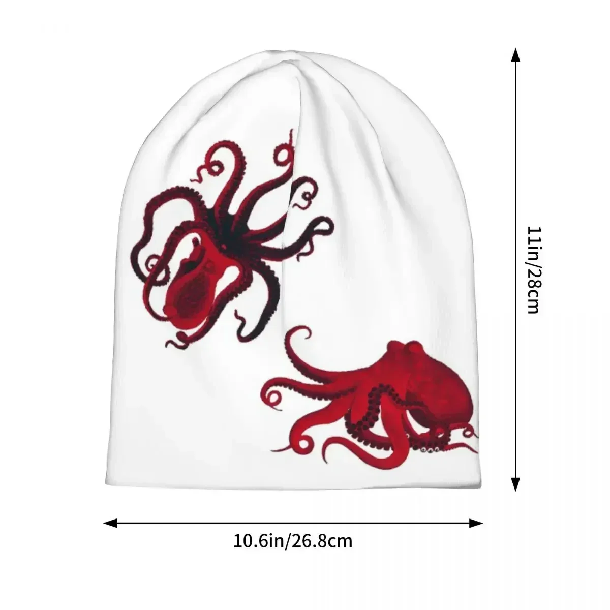 Red Octopus Vintage Stickers Men Women Adult Beanies Caps Knitted Bonnet Hat Warm Hip Hop Autumn Winter Outdoor Skullies Hats