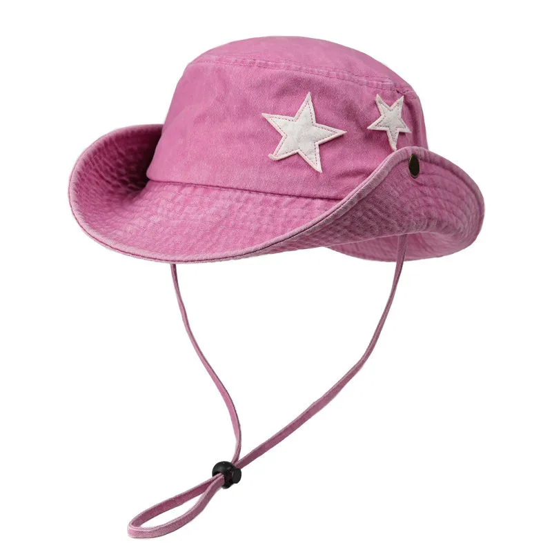 Washed Denim Five-Point Star Fisherman Hat for Women, Summer Sun Protection Sun Hat