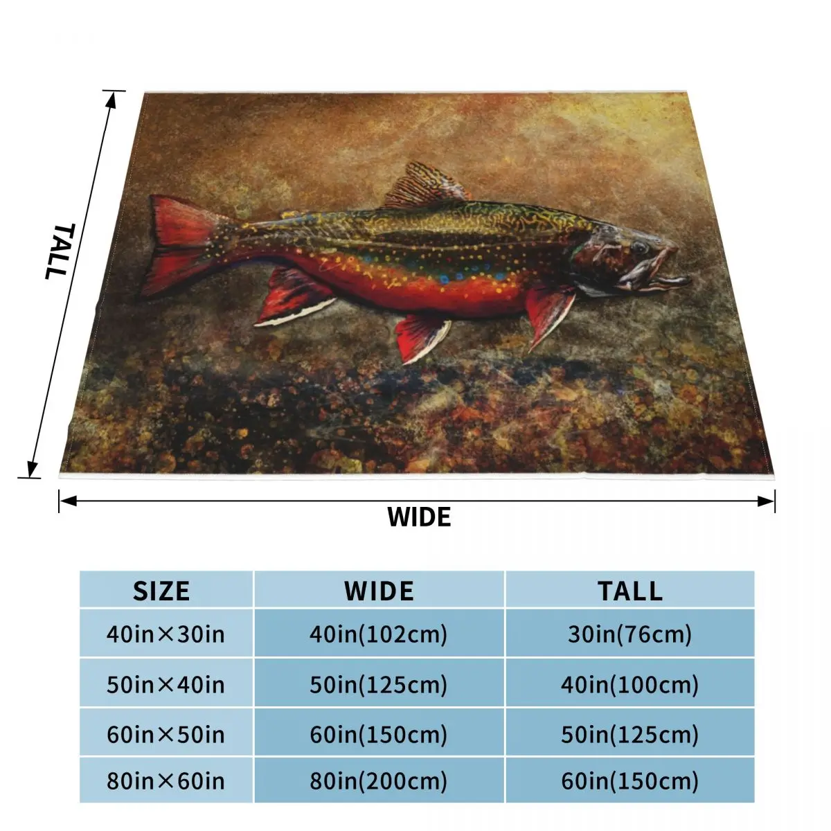 Spawning Male Brook Trout Illustration Throw Blanket Decorative Beds Luxury Thicken Plush Blankets