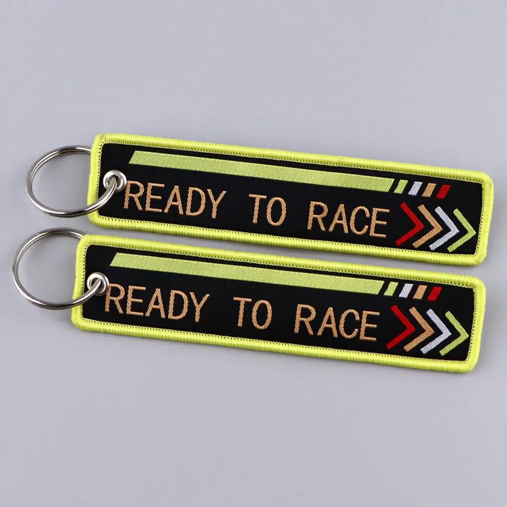 

Ready To Race Embroidered Key Tags Keychain for Car Motorcycles Cool Keyring Men Women Holder Fashion Jewelry Accessories 1pcs