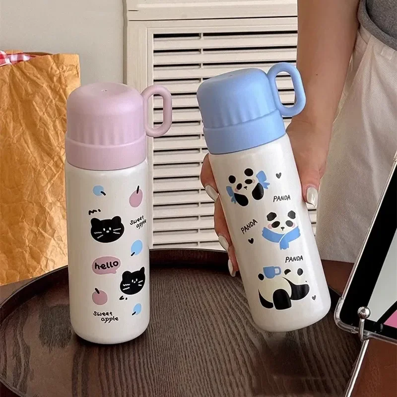 

500ml Fashion Cartoon Stainless Steel 316 Vacuum Flask With Straw Portable Girl Student Thermos Mug Travel Tumbler