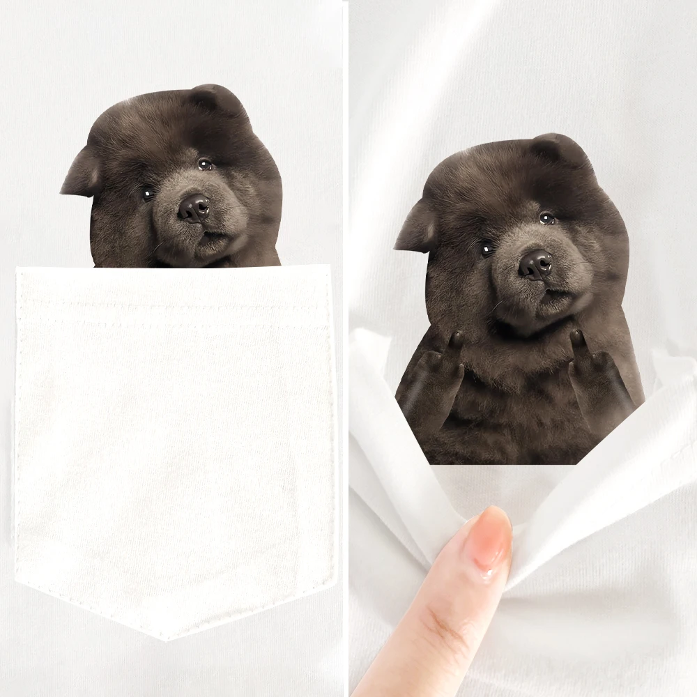 CLOOCL-camisetas de bolsillo de dedo medio para hombre y mujer, camisetas de algodón estampadas con pegatinas de animales, camisas de manga corta