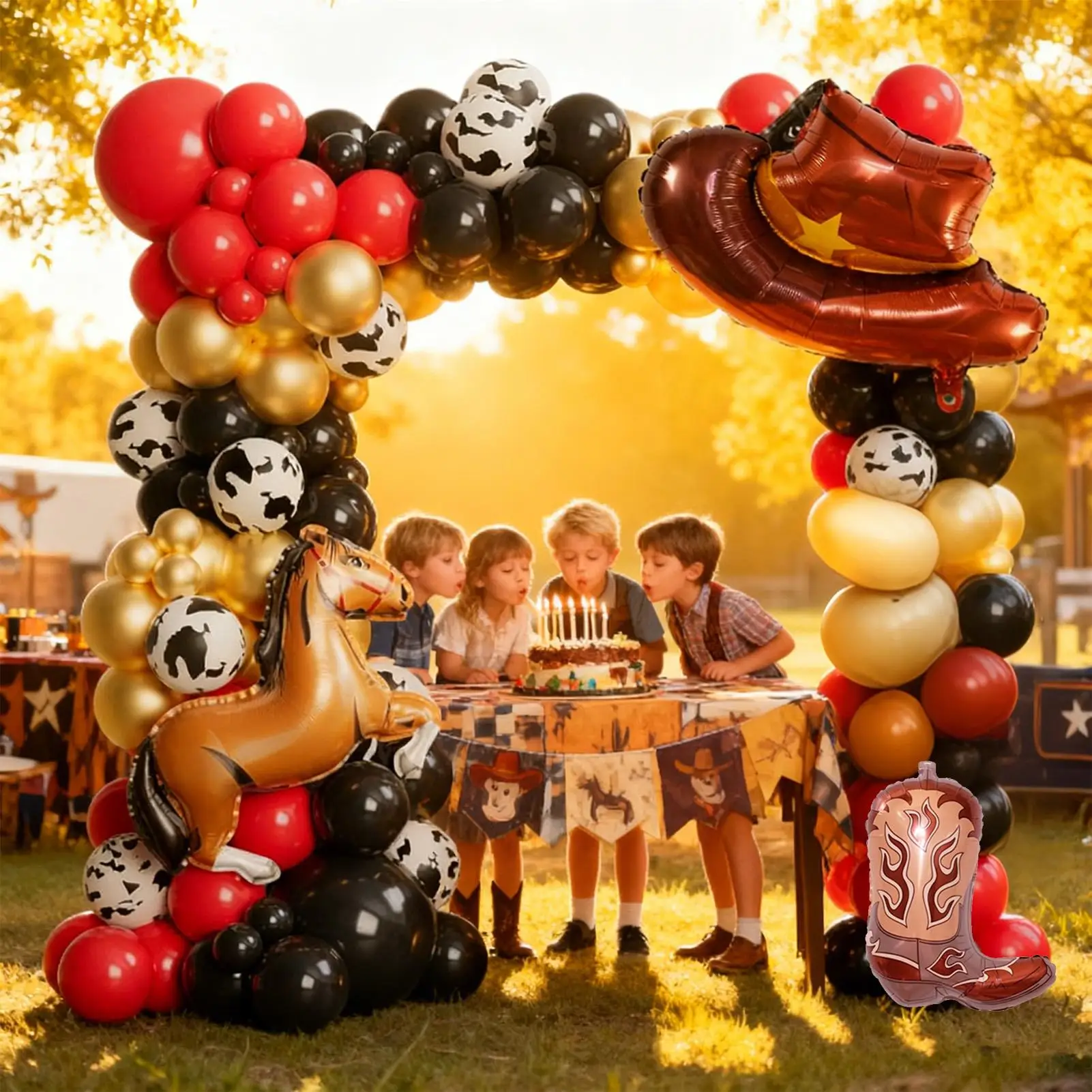كاوبوي بالون قوس عدة الحصان كاوبوي ديكور المنزل البرية راعية البقر بالونات اللاتكس مجموعة لعيد ميلاد عطلة الأحداث الحظيرة الجدول مدخل #4